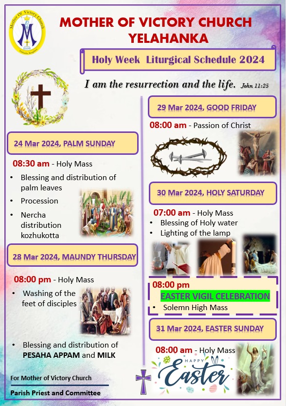 Mother of Victory Church | Holy Week Liturgical Schedule 2024